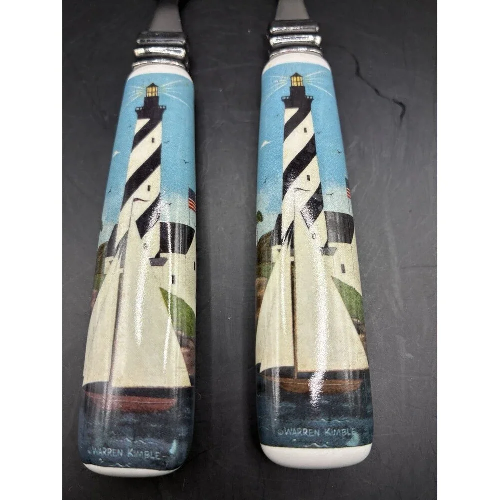 Lighthouse/Sailboat Ceramic Spreader Knives by Warren Kimble Coastal Breeze 2